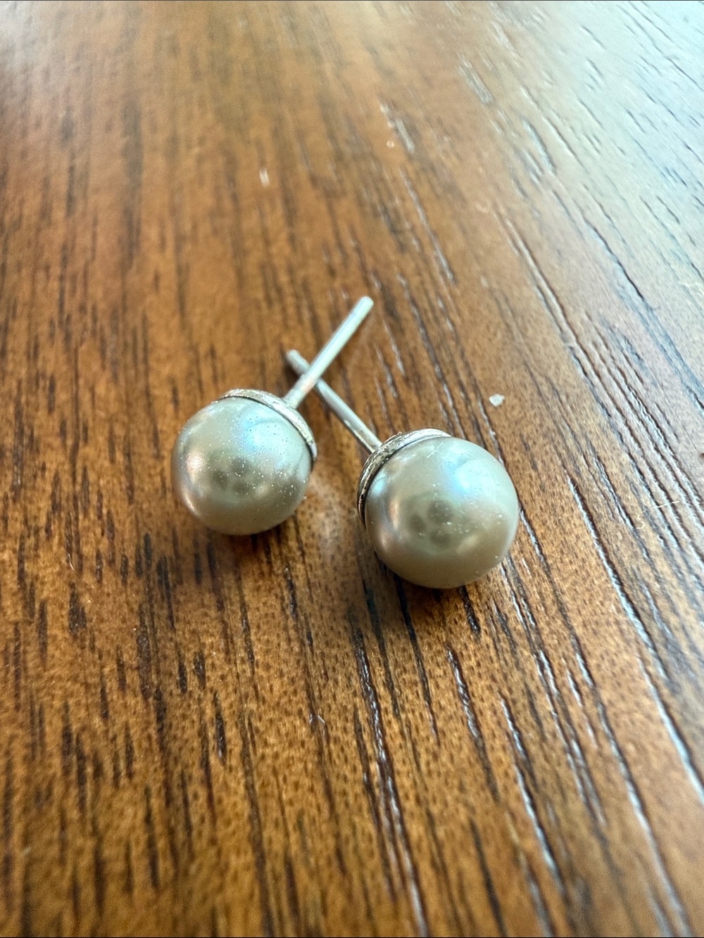 Silver Pearl Stud Earrings